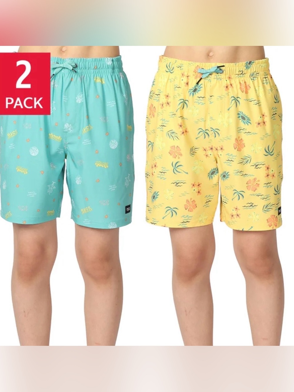 RVCA Teal Swim Trunks with Orange and Yellow Accents